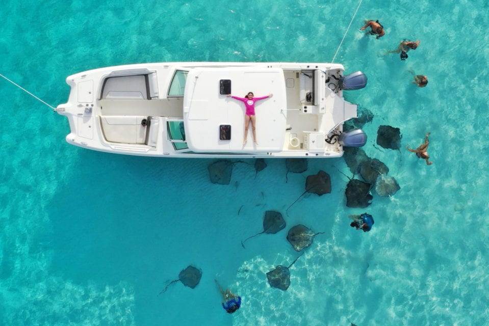 Sandbar Aerial Family fun at Stingray Sandbar