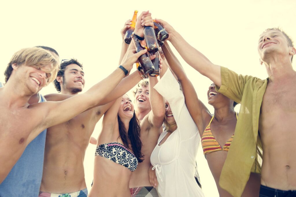 Friends enjoying spring break at South Bay Beach Club.