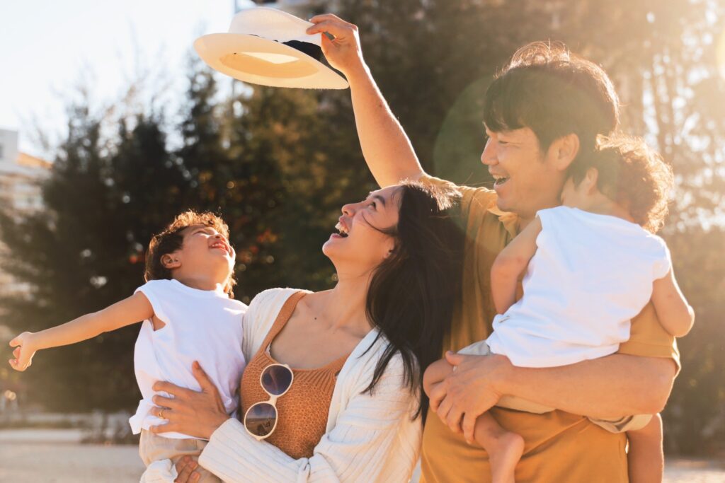 A family on a Picnic on an Island.